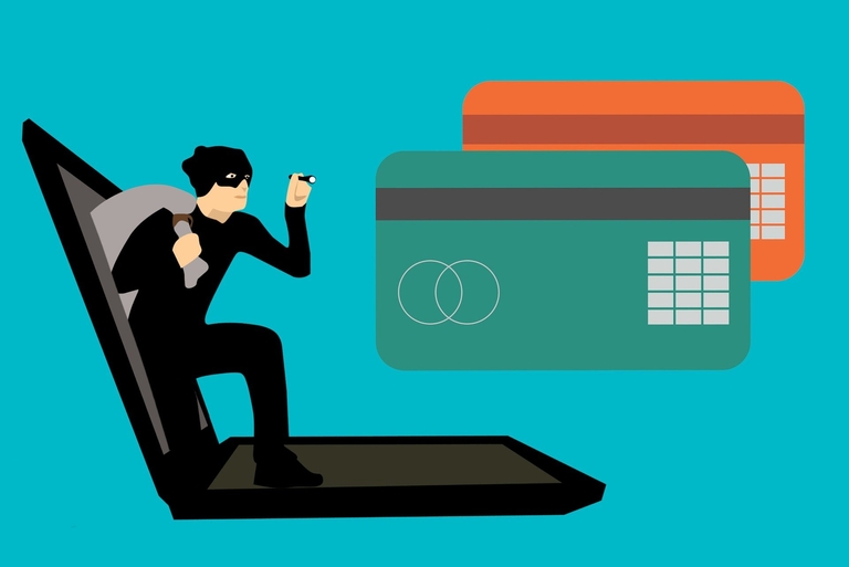 Ein Internet-Betrüger stiehlt Kreditkartennummern